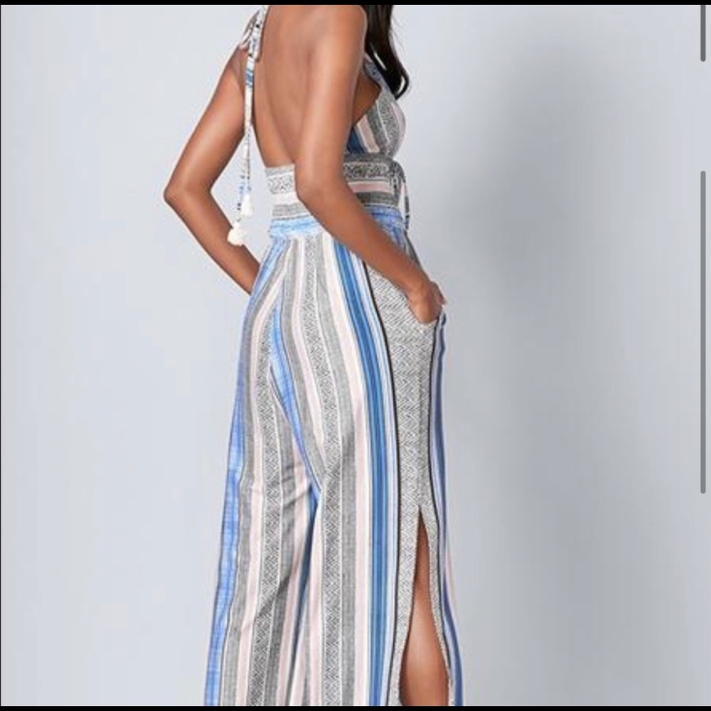 TASSEL HALTER JUMPSUIT- Size L